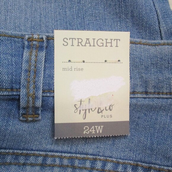 Style & Co Plus Mid Rise Straight Distressed Jeans - Picture 6 of 7